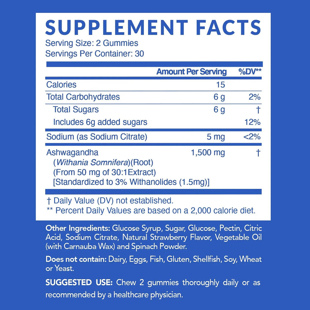 Havasu Ashwagandha Gummies, Stress Relief for Adults, Vegan Ashwagandha Gummies, 1500Mg, 60 Ct
