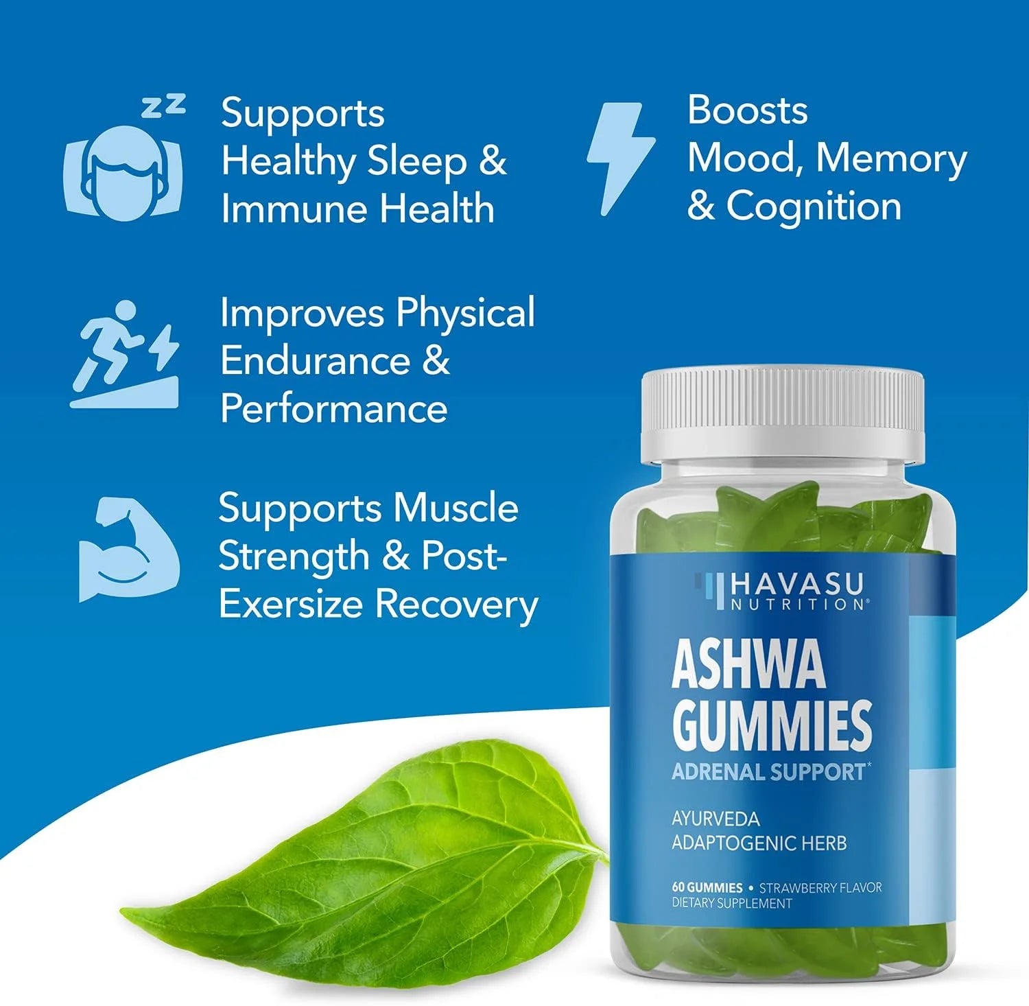 Havasu Ashwagandha Gummies, Stress Relief for Adults, Vegan Ashwagandha Gummies, 1500Mg, 60 Ct